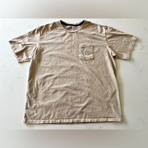 Patagonia Line Logo Ridge Stripe Organic Cotton Pocket Tee Shirt - Tan - Size XL